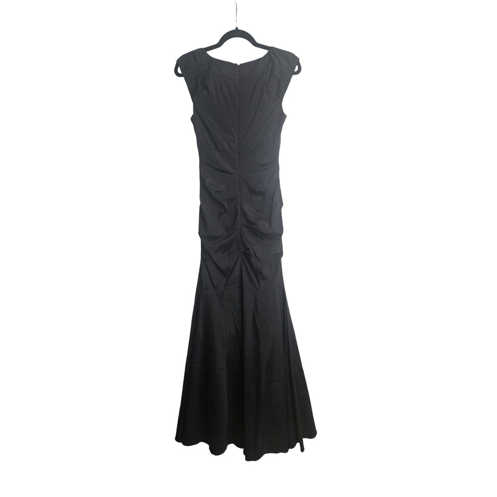 XSCAPE by Joanna Chen Black Ruched Mermaid Evening Gown Keyhole Dress 6 NEW - Picture 2 of 5